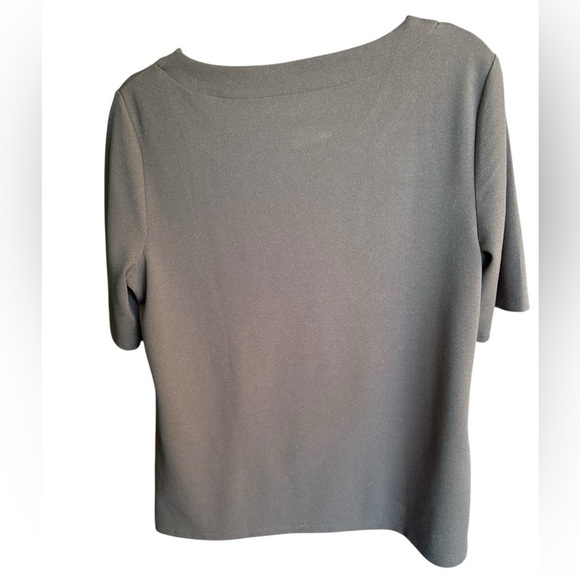 Talbots smocked scoop ruffled neck 3/4 sleeve black women’s black blouse large - Picture 6 of 10